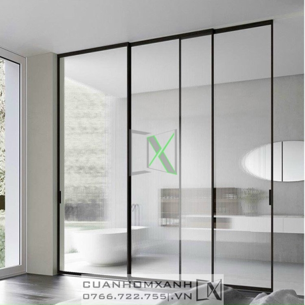 Cửa nhôm thanh mảnh lùa giảm chấn