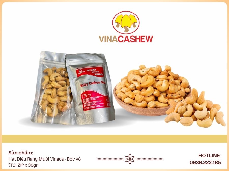 Hạt điều rang muối - Bóc vỏ túi zip 30gr