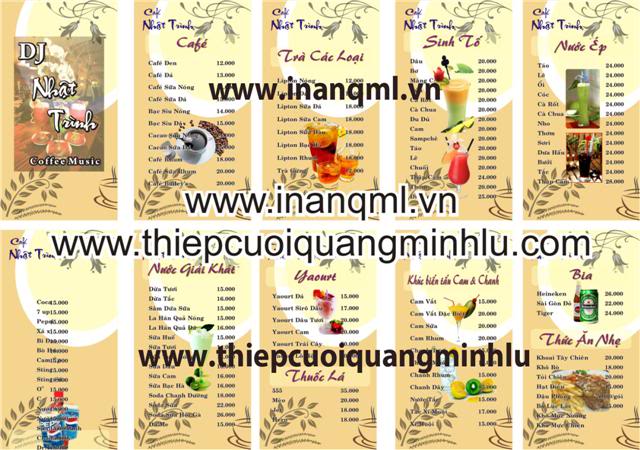 In menu quán ăn