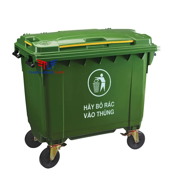 Thùng rác nhựa 660L HDPE 4 bánh xe