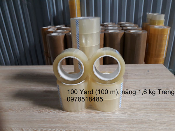 Băng dính trắng trong loại 100 Yard (90m) 1.6kg