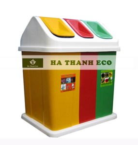 Thùng rác Composite 3 ngăn 3 màu