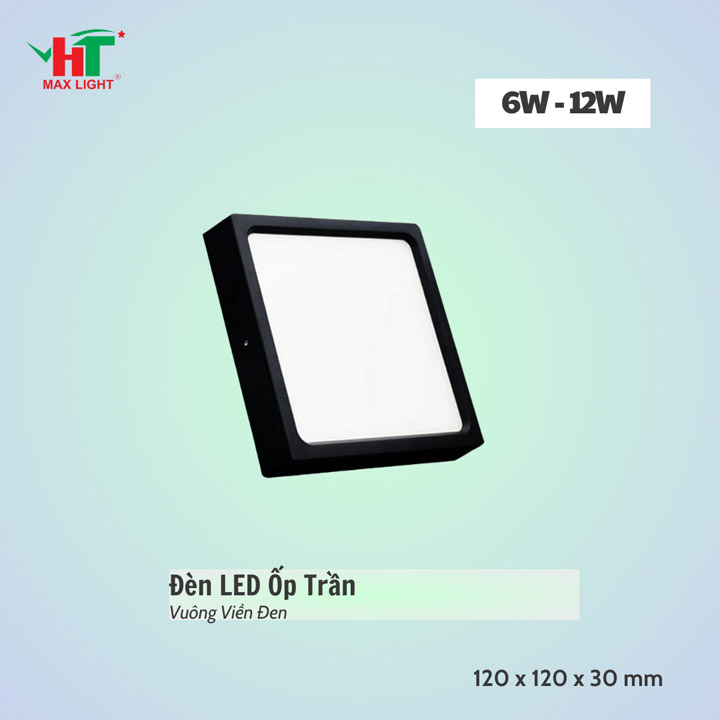 Đèn LED ốp trần vuông viền đen