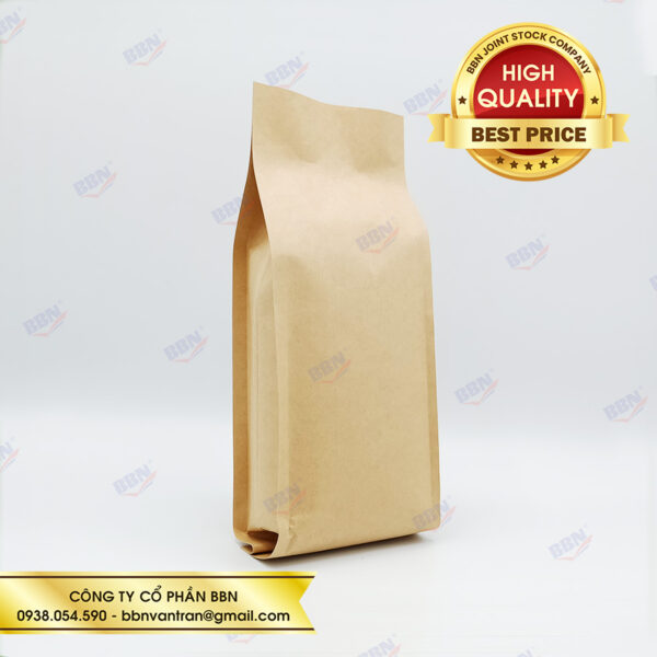 Túi giấy kraft ghép bạc 4 biên xếp hông