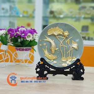 Quà tặng vàng cao cấp Đĩa hoa sen cá chép