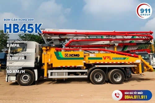 Bơm Cần XCMG 45M - HB45K Xe Cơ Sở Howo 2 Chân