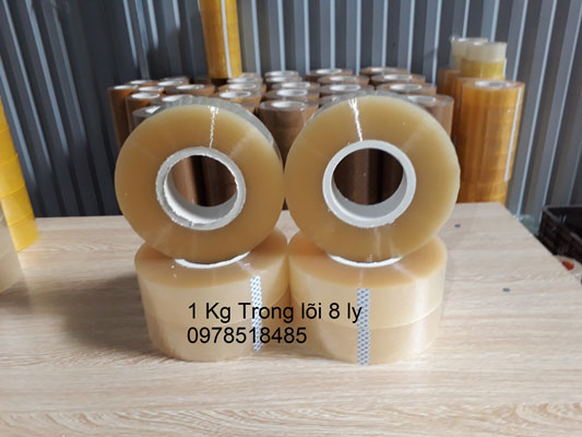 Băng dính trắng trong lõi nhựa loại cuộn 1kg