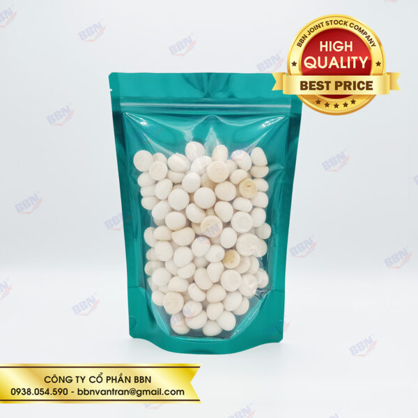 Túi zipper nhôm đáy đứng mặt trong mặt xanh