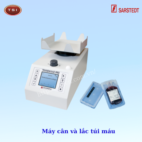Máy cân và lắc túi máu