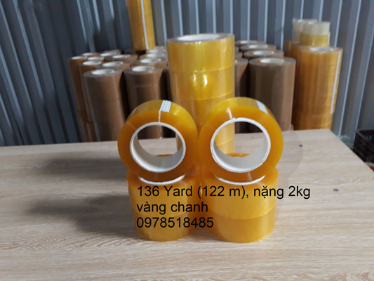 Băng dính vàng chanh loại cuộn 136 Yard (122m) 2 kg