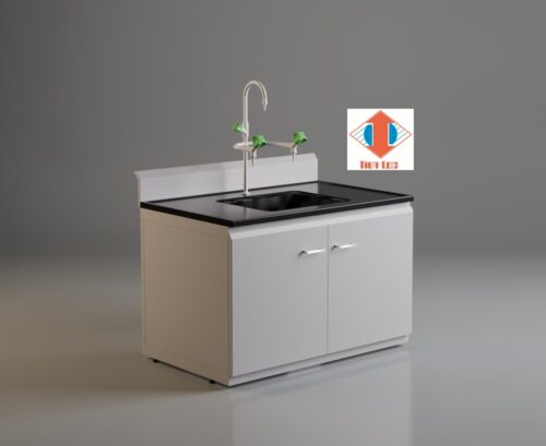 Bàn thí nghiệm áp tường có chậu rửa