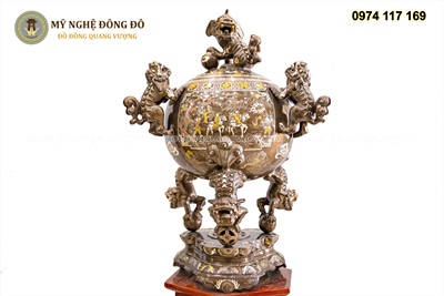 Đỉnh Thất Lân Vờn Cầu Khảm Ngũ Sắc