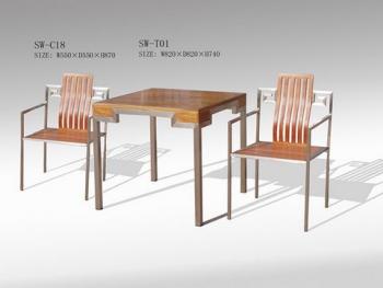 Bàn ghế inox gỗ