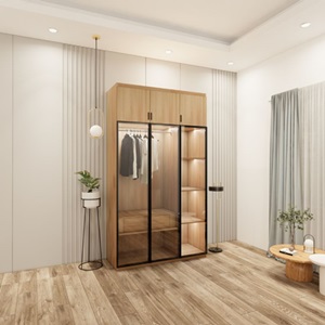 Tủ Quần Áo 3 Buồng 1.35 M Cánh Kính