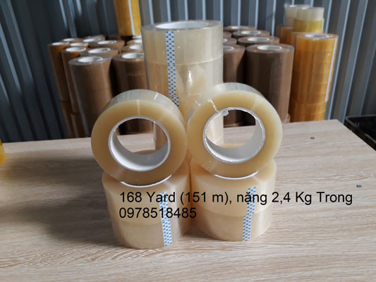Băng dính trắng trong loại 168 yard (151m) 2.4 kg