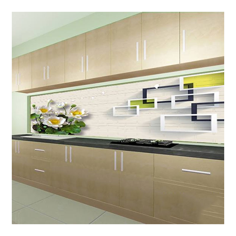 Kính ốp bếp 3D - Sen trắng