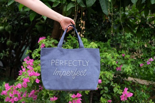 Túi vải tote đính cườm