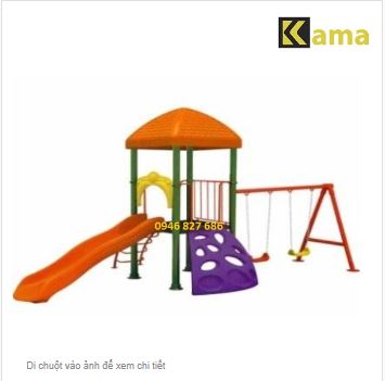 Nhà chòi cầu trượt 1 khối xích đu