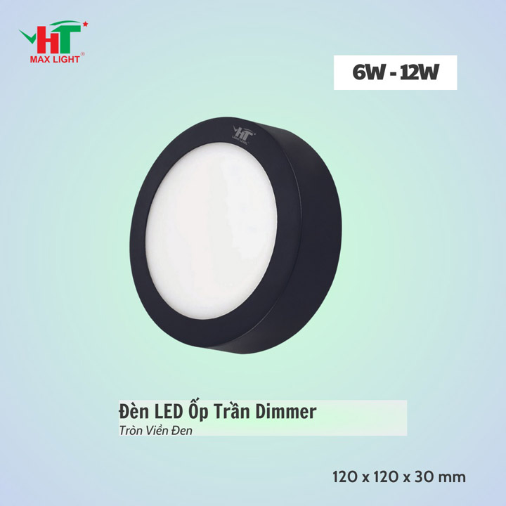 Đèn LED ốp trần tròn viền đen dimmer