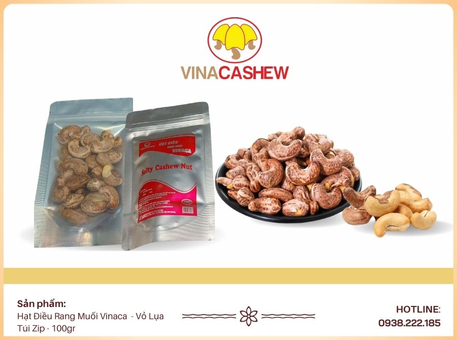 Hạt điều rang muối vỏ lụa túi zip 100gr