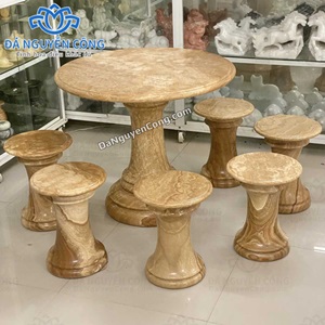 Bộ Bàn Ghế Đá Vân Gỗ Tự Nhiên Nguyên Khối 80