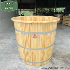 Bồn tắm gỗ thông tròn bo viền