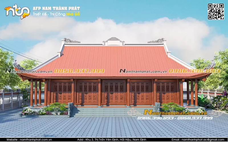 Nhà gỗ 5 gian 4 mái
