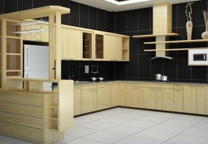 Tủ bếp gỗ sồi Nga
