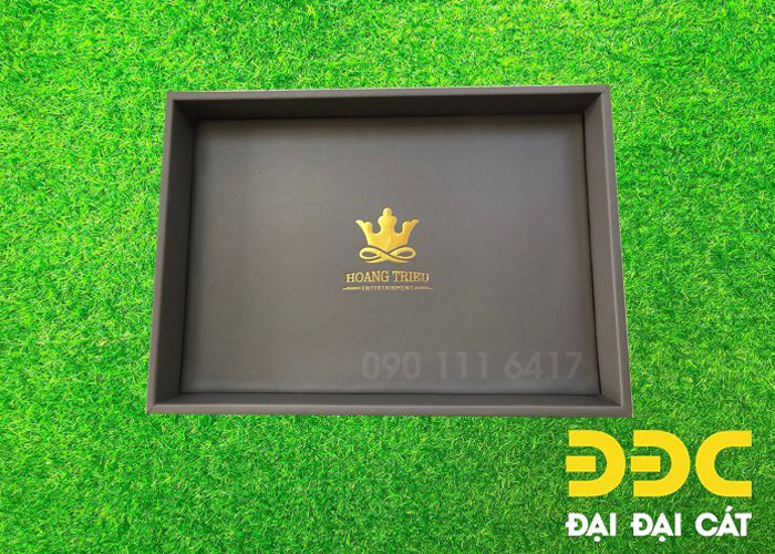 Khay gỗ bọc da