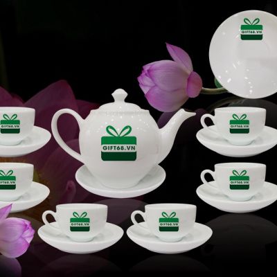 Bộ ấm chén Bát Tràng in logo